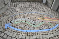 Mosaïque en béton coloré